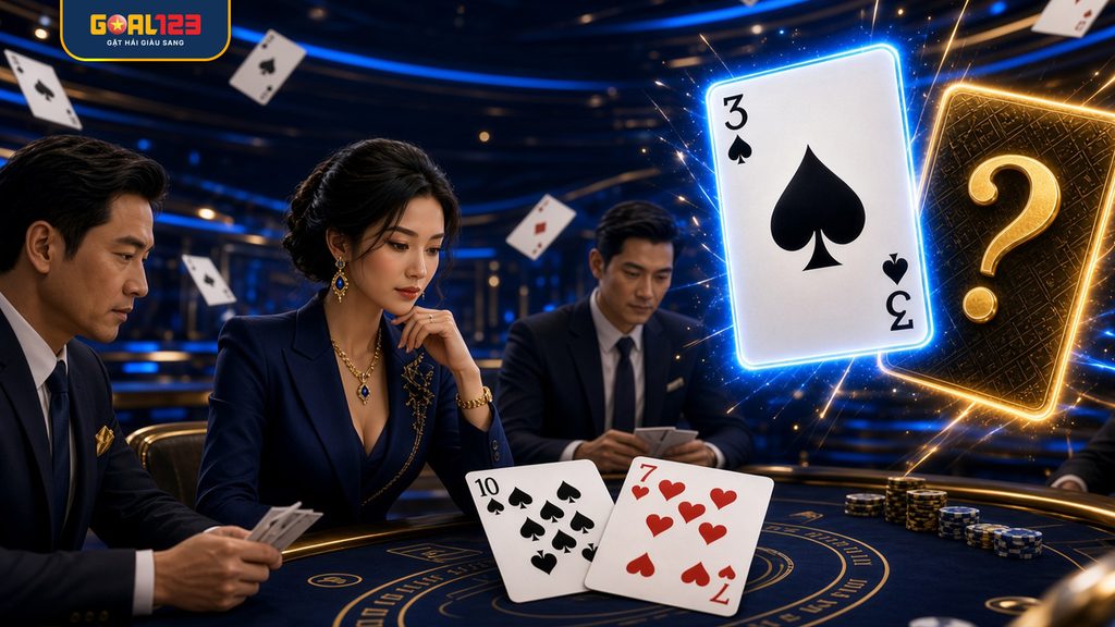 Giao diện bàn chơi xì dách trực tuyến hiển thị bộ bài Tây và các mốc đặt cược.